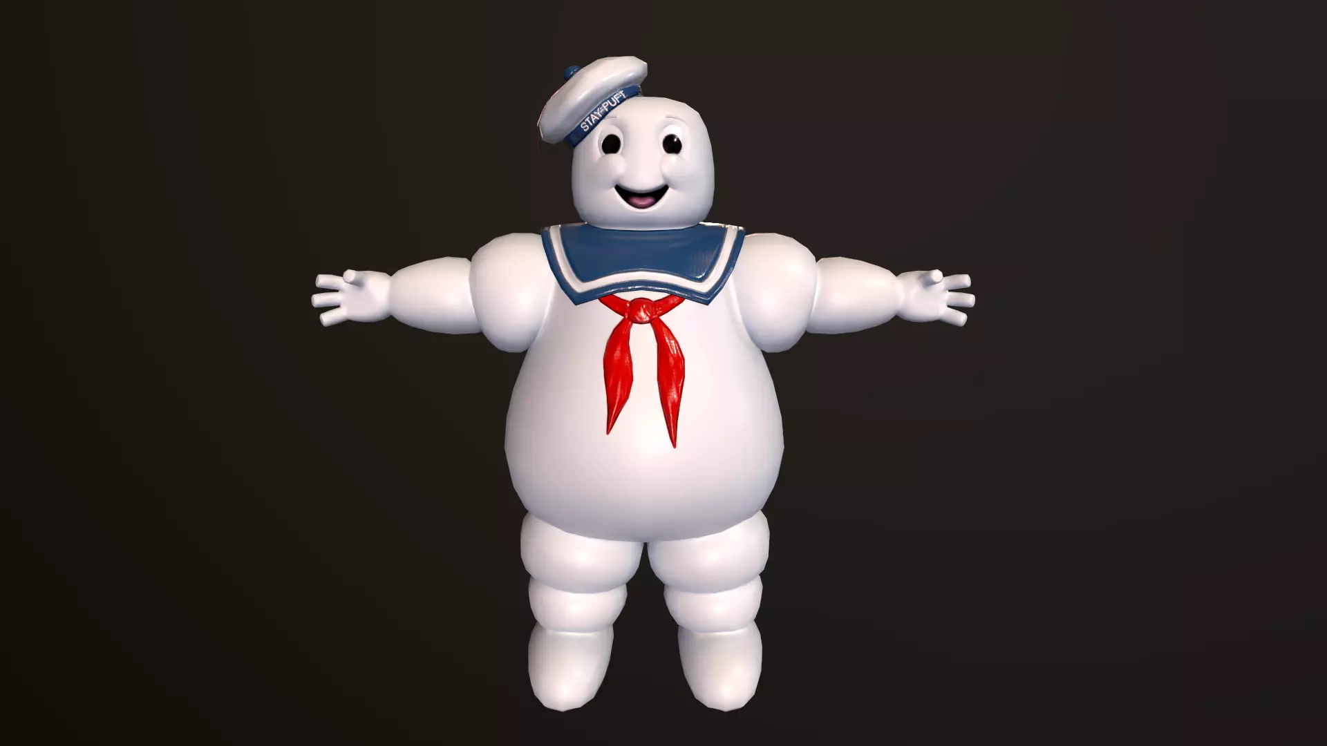 Marshmallow man Staypuft Low-poly 3D model_0