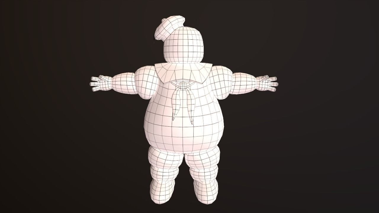 Marshmallow man Staypuft Low-poly 3D model_3