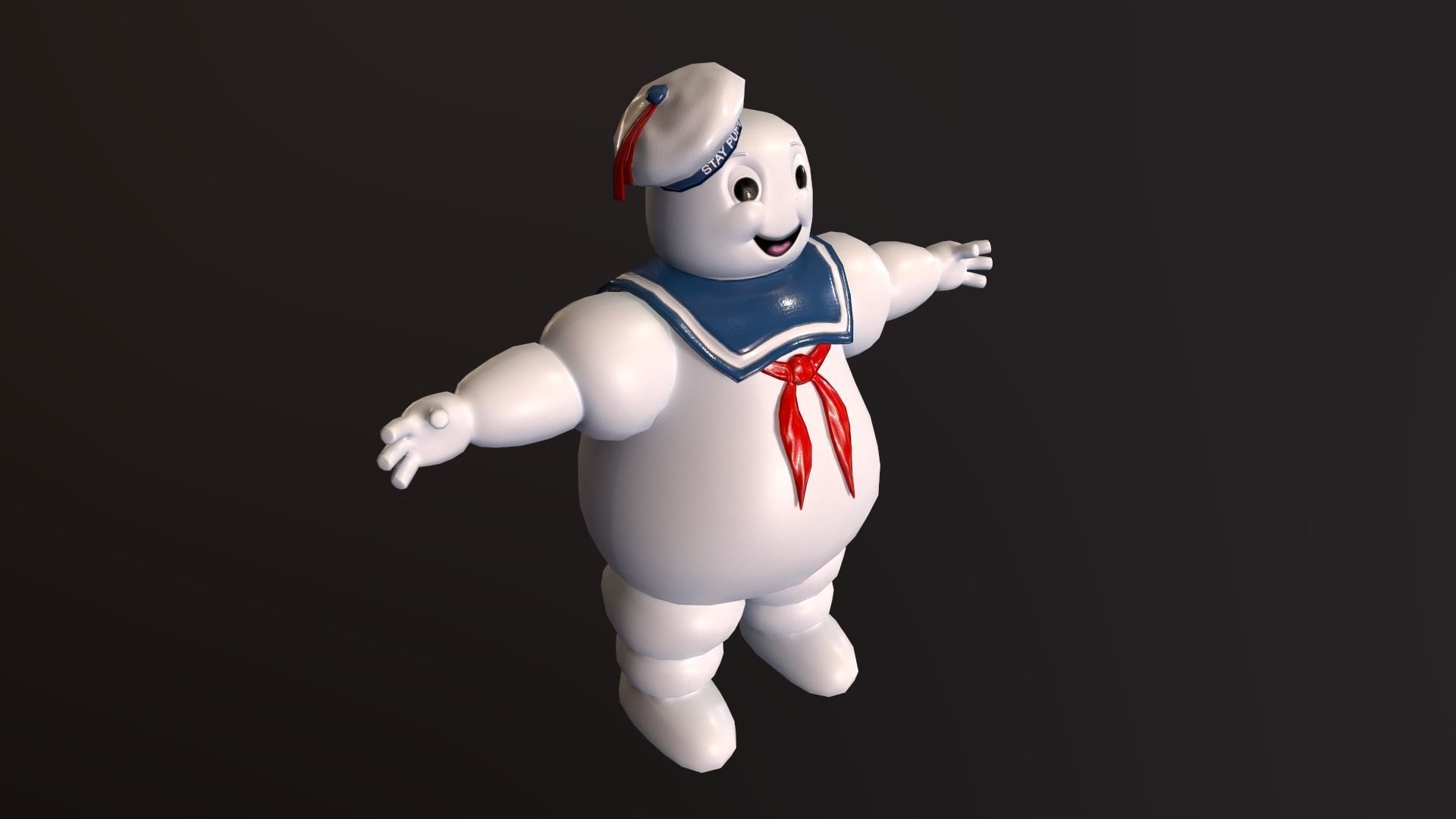 Marshmallow man Staypuft Low-poly 3D model_4