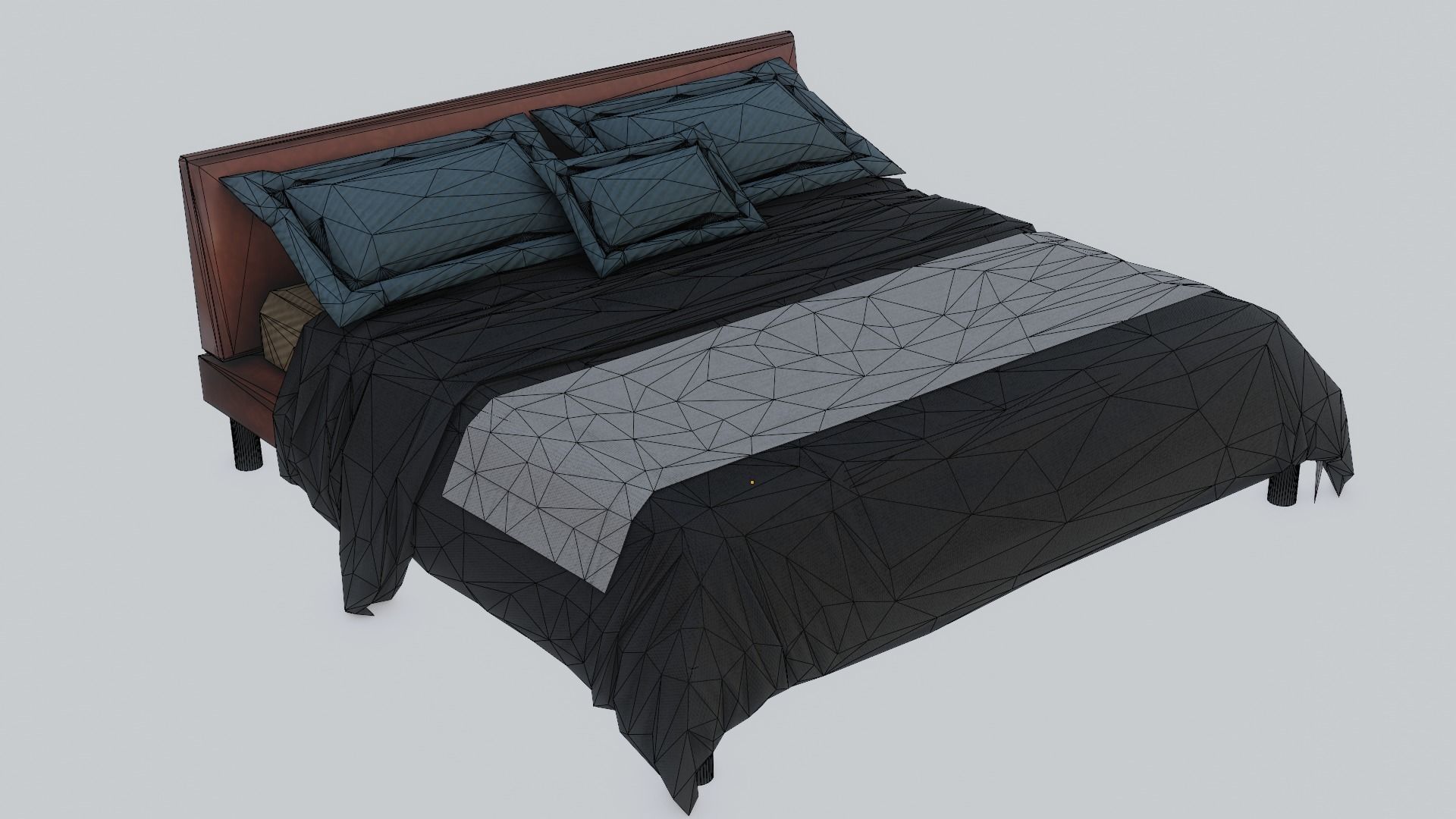 Bed Game Ready with bedding Low-poly 3D model_3