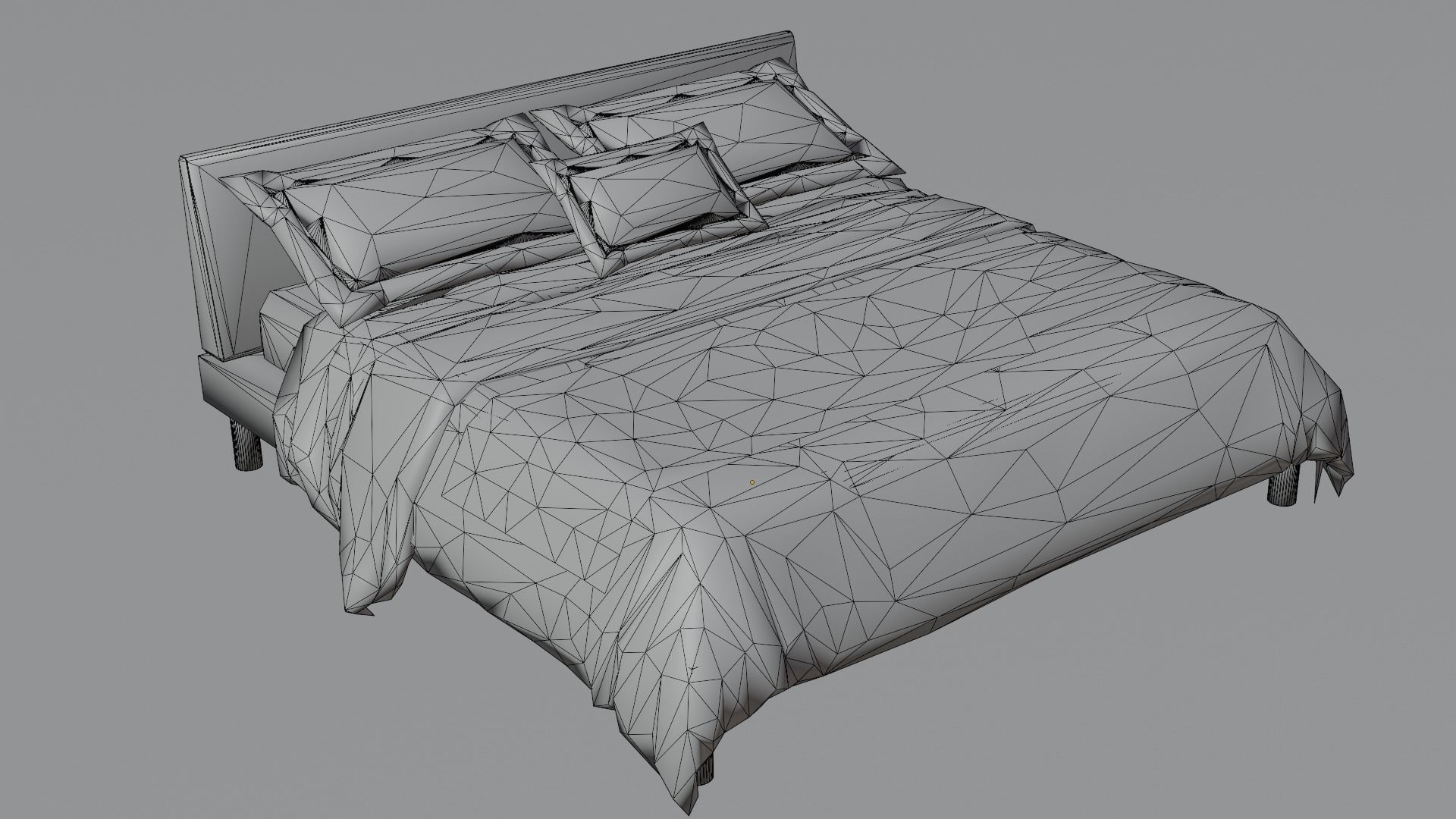 Bed Game Ready with bedding Low-poly 3D model_4