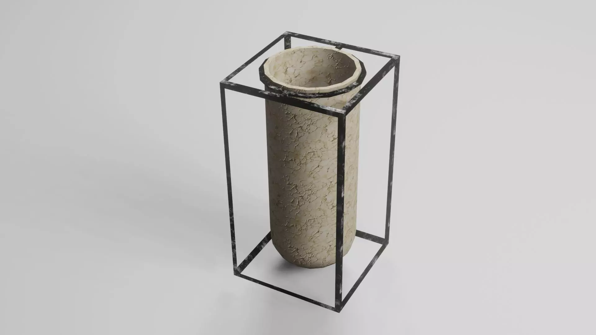 Vase Game Ready stone in metal frame Low-poly 3D model