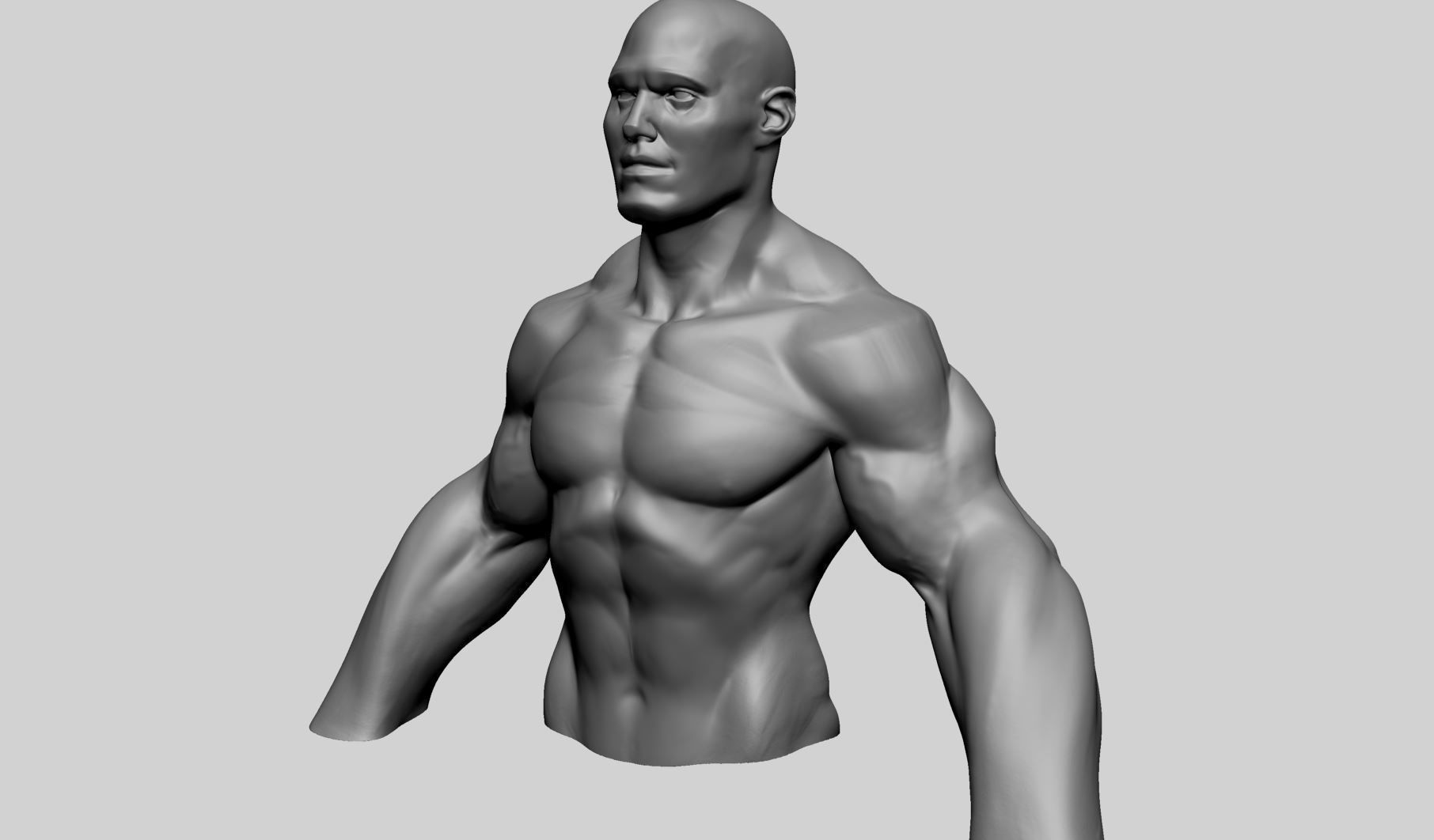 Stylized Male Upper Body 3D model_2