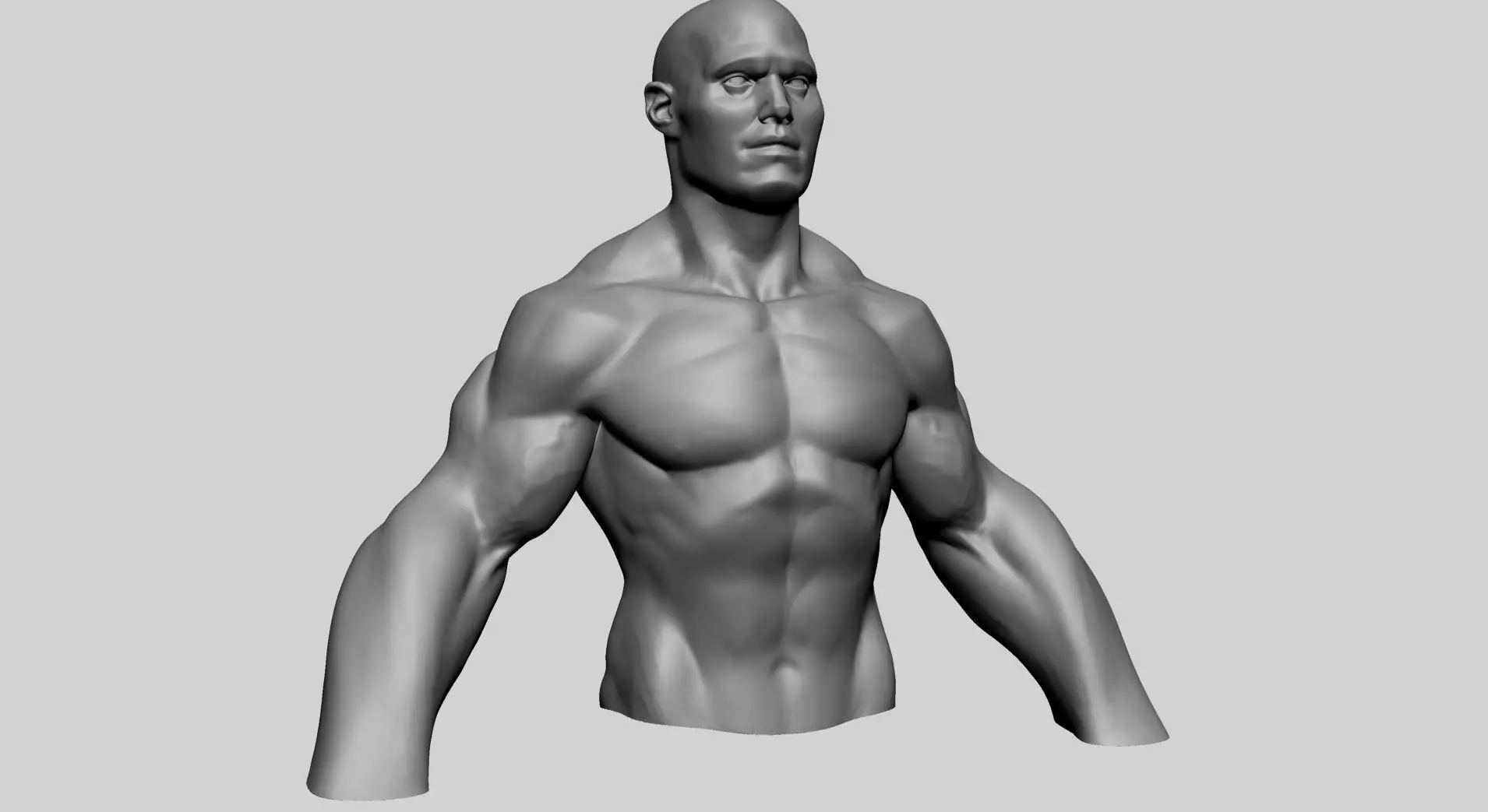 Stylized Male Upper Body 3D model_0