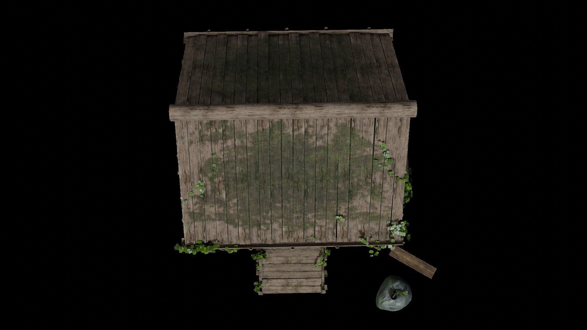 Log cabin - slavic hut Low-poly 3D model_5