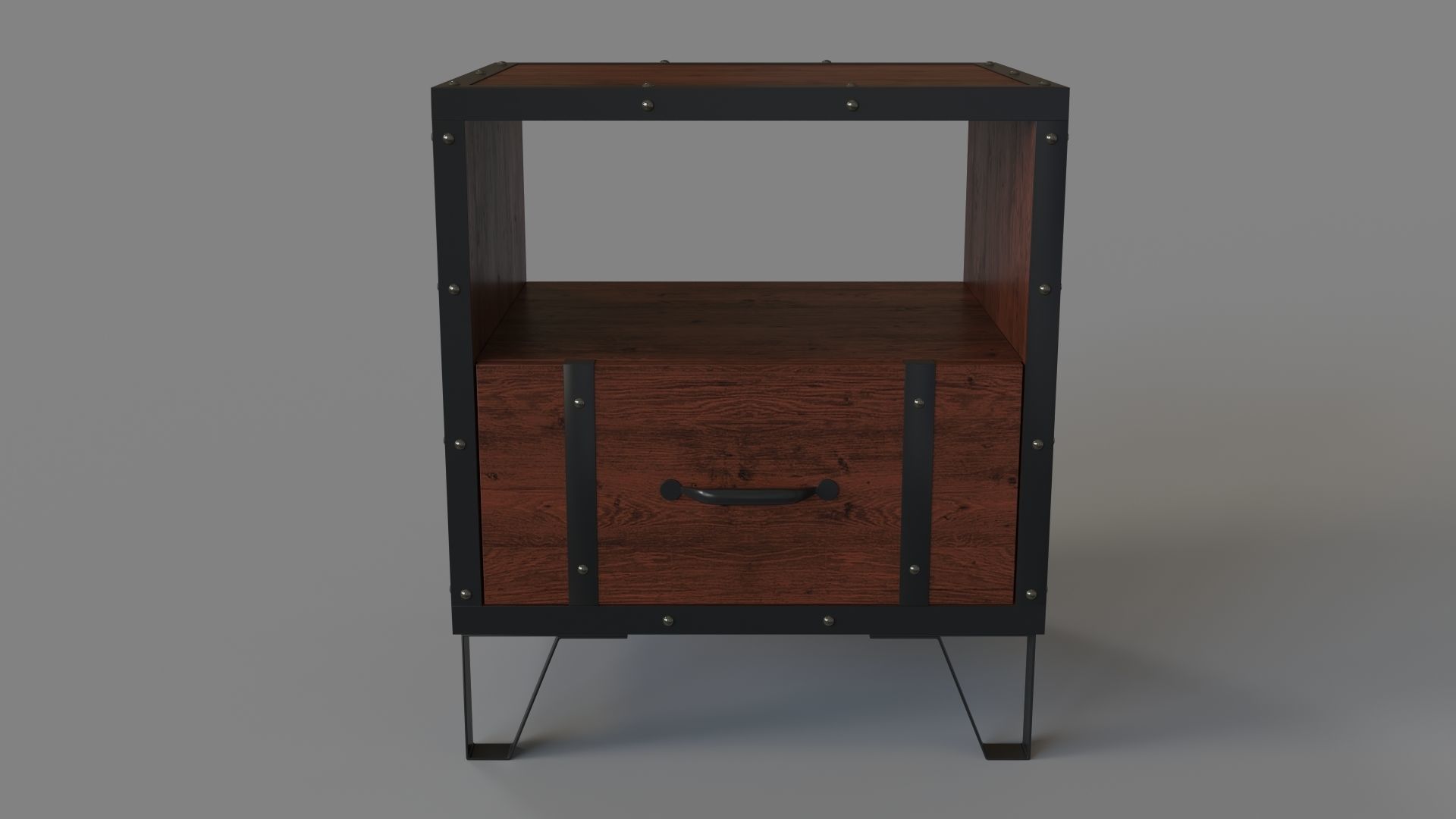 Carbon Loft Flinders Vintage Walnut Industrial End Table 3D model_1