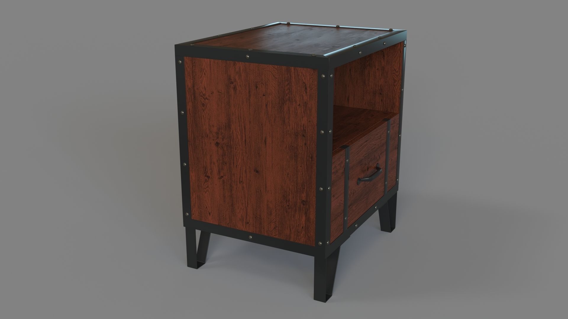 Carbon Loft Flinders Vintage Walnut Industrial End Table 3D model_2