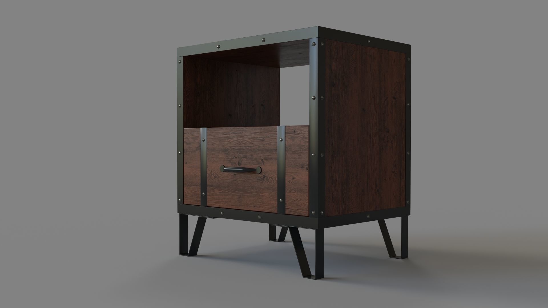 Carbon Loft Flinders Vintage Walnut Industrial End Table 3D model_4