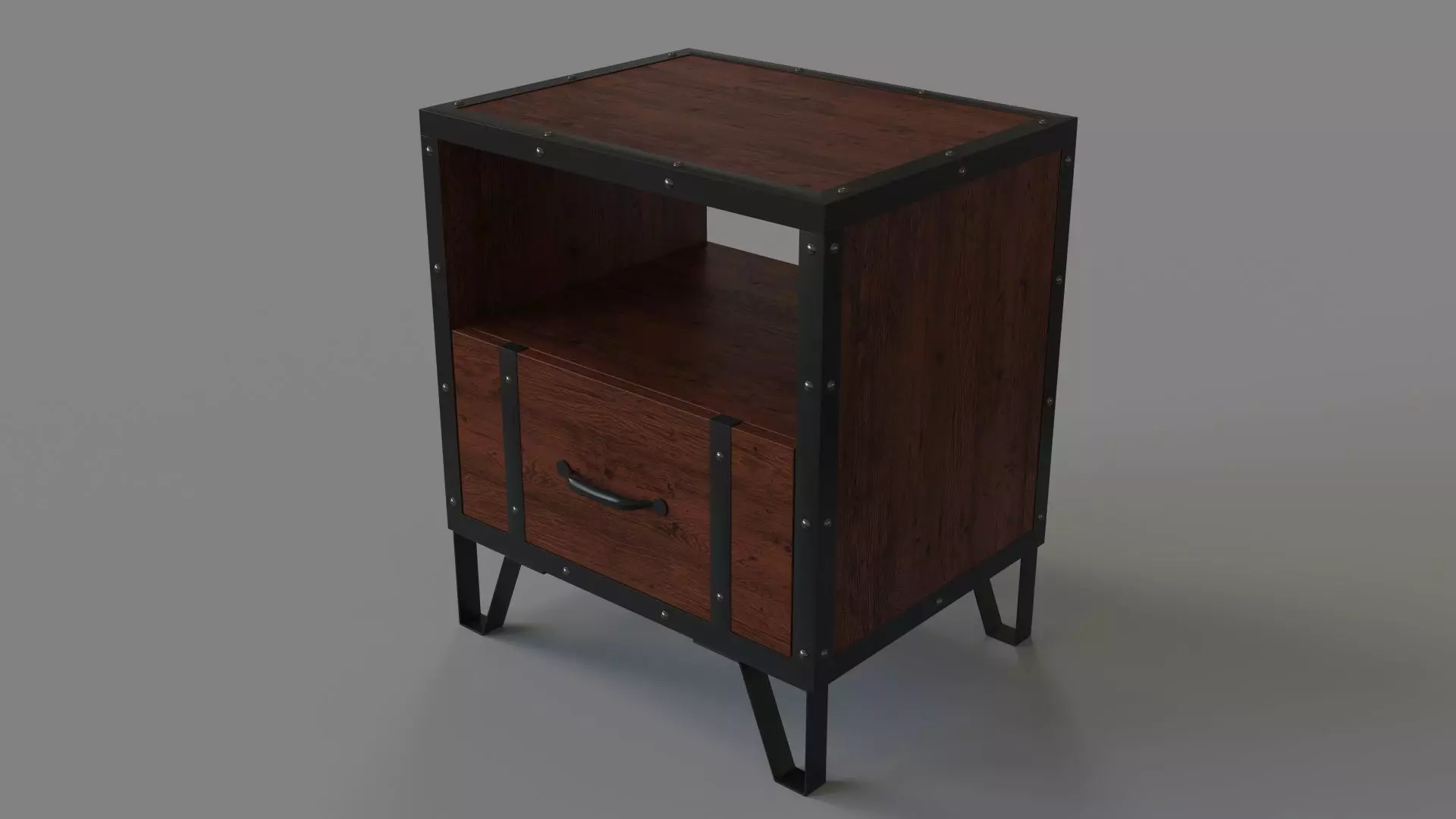 Carbon Loft Flinders Vintage Walnut Industrial End Table 3D model_0
