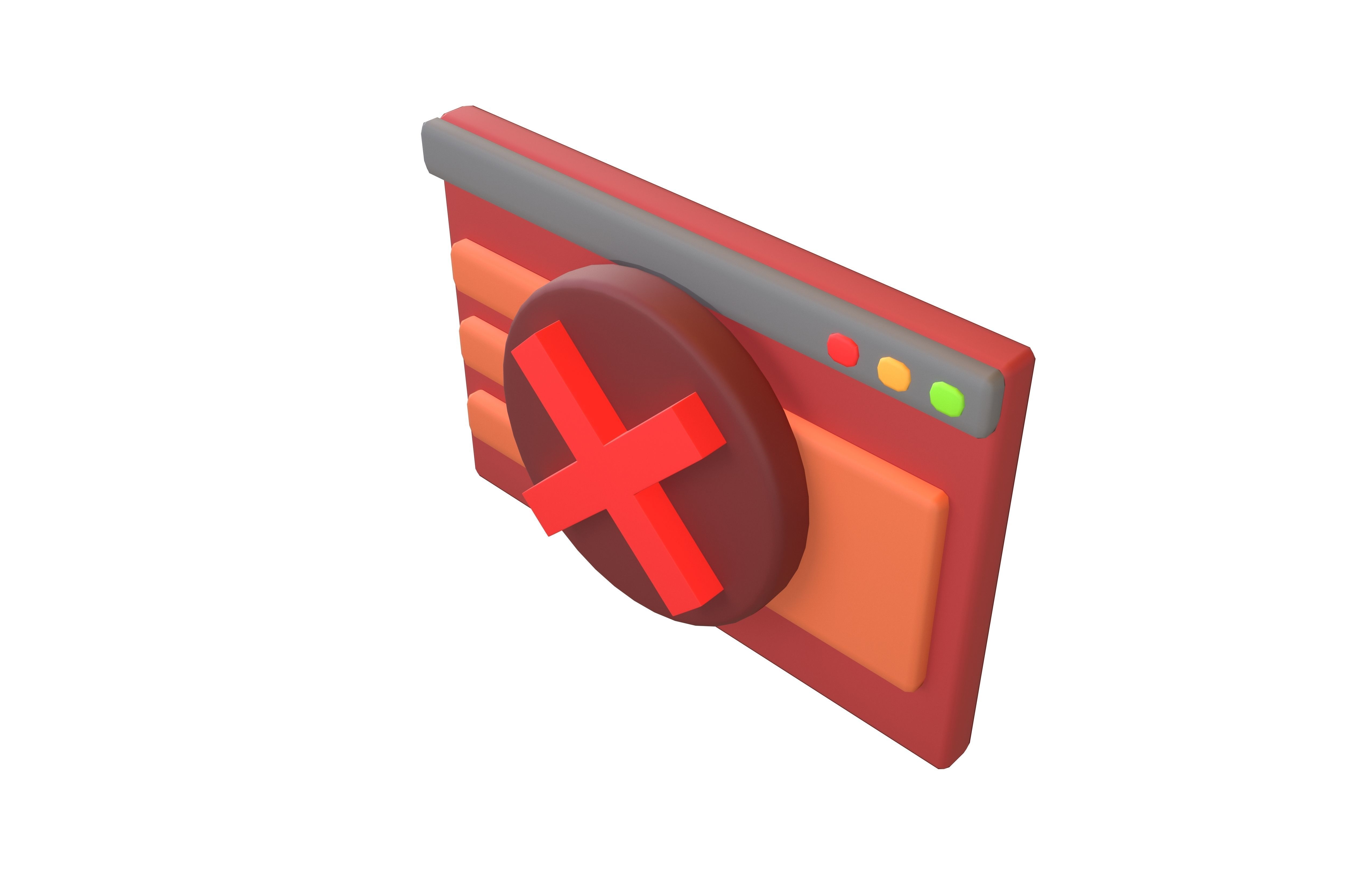 Malicious Website Icon v2 001 Low-poly 3D model_2