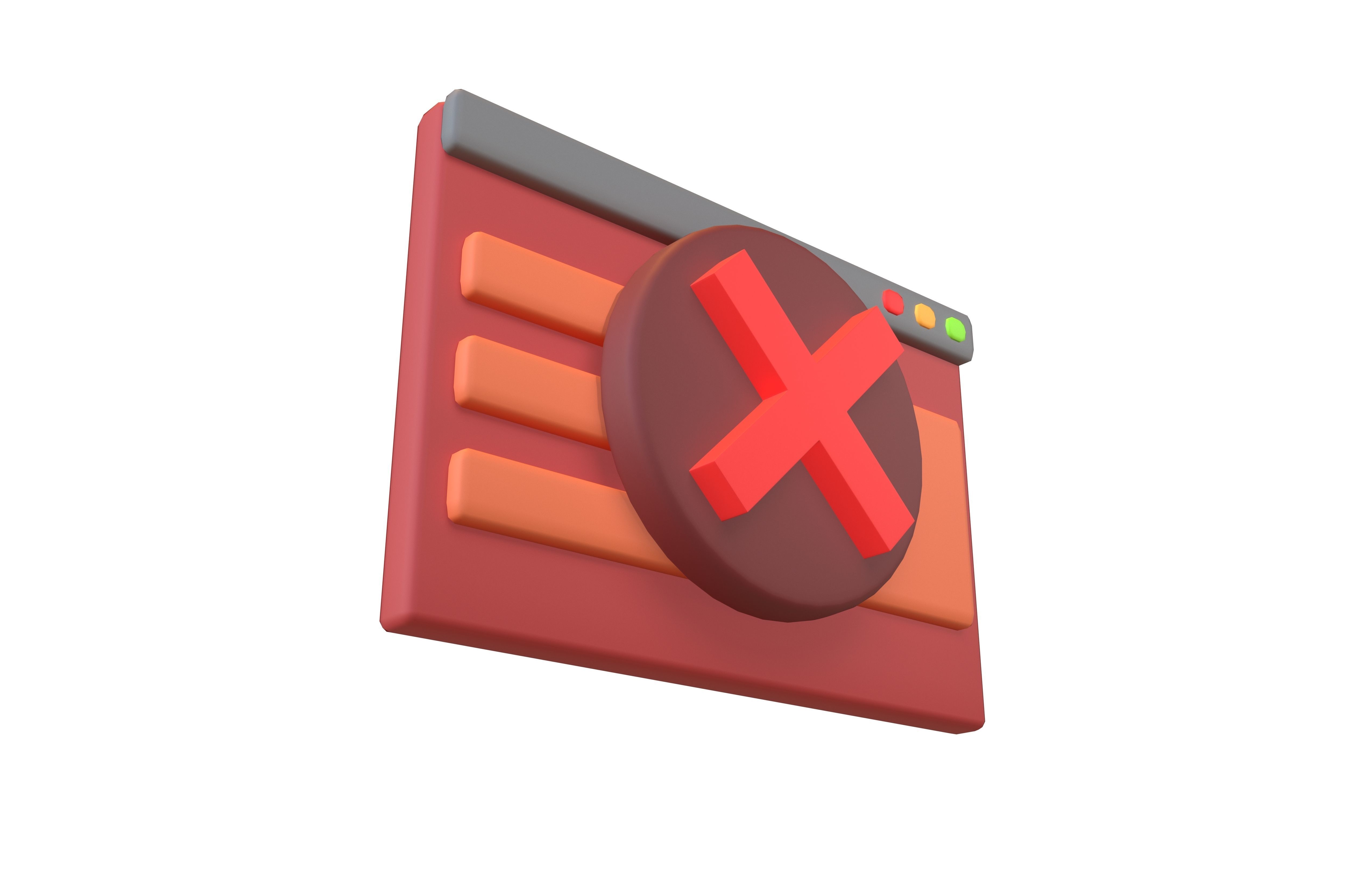 Malicious Website Icon v2 001 Low-poly 3D model_3