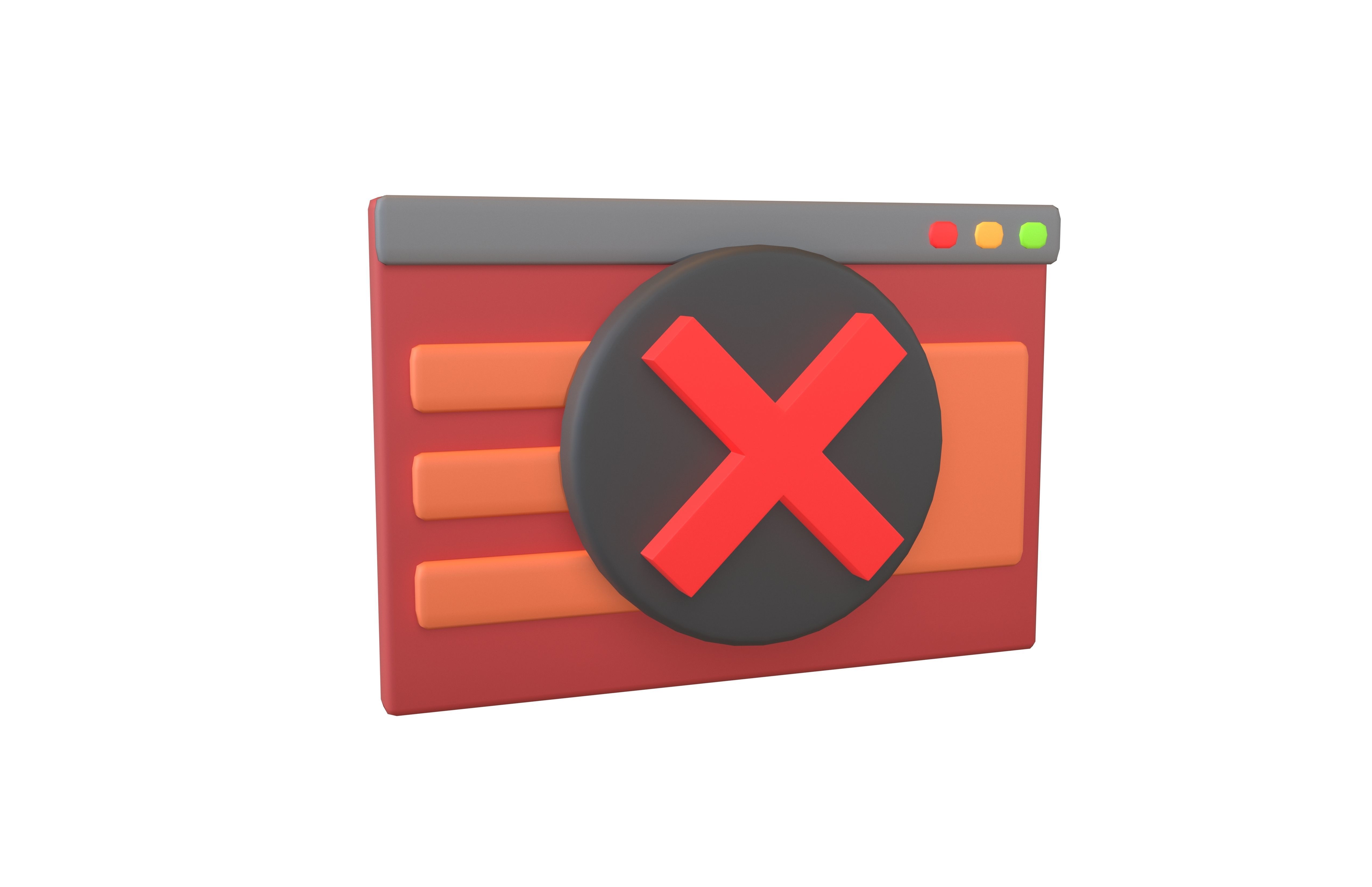Malicious Website Icon v2 002 Low-poly 3D model_1