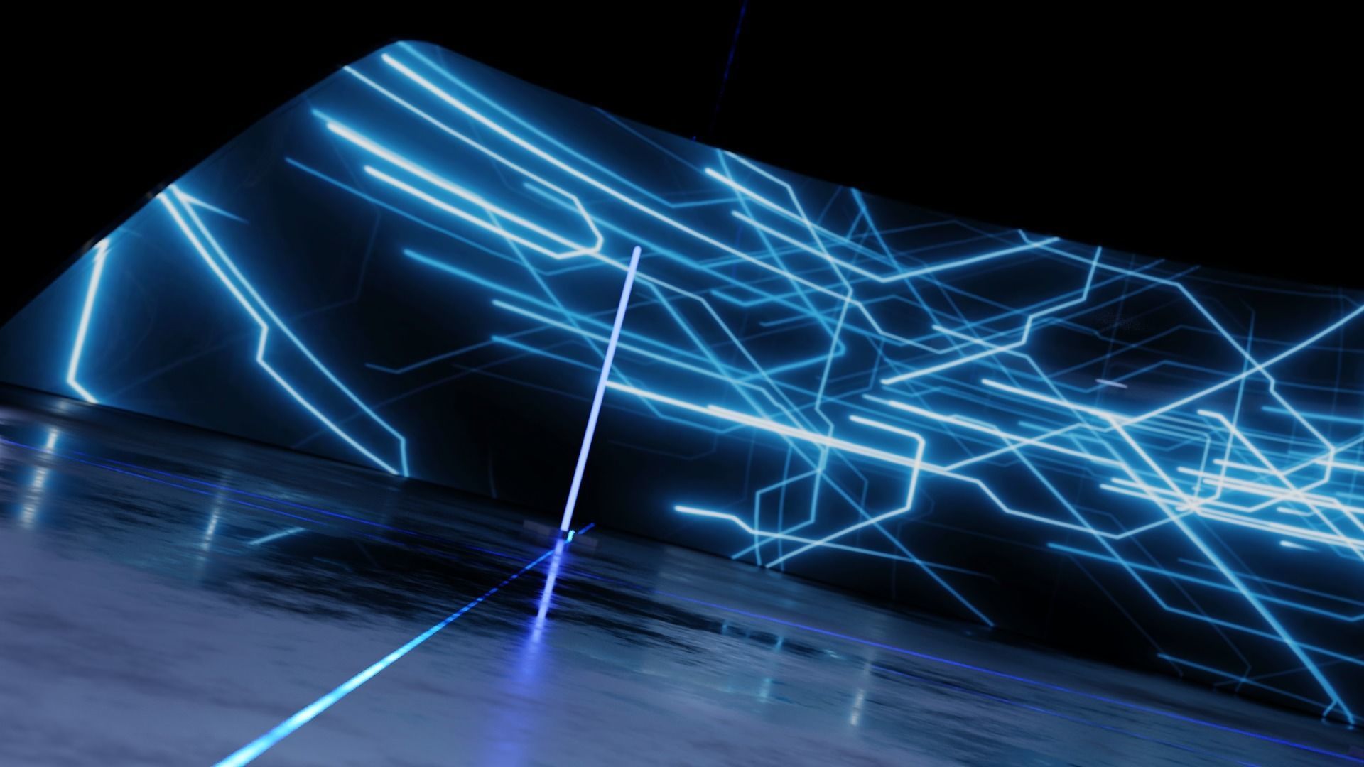 Curved screen studio 3D model_6