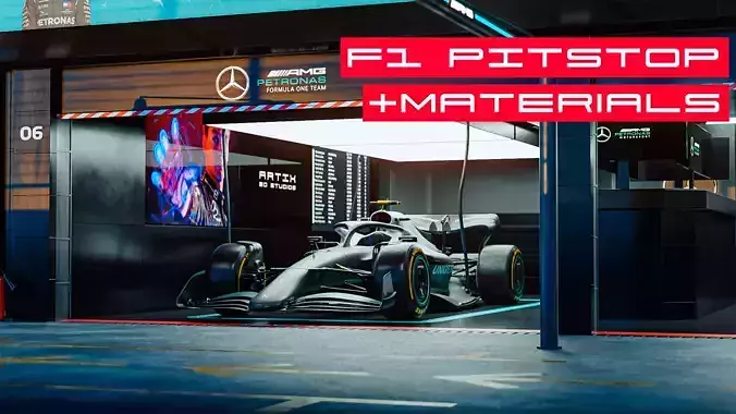 F1 Pitstop Garage 3D model