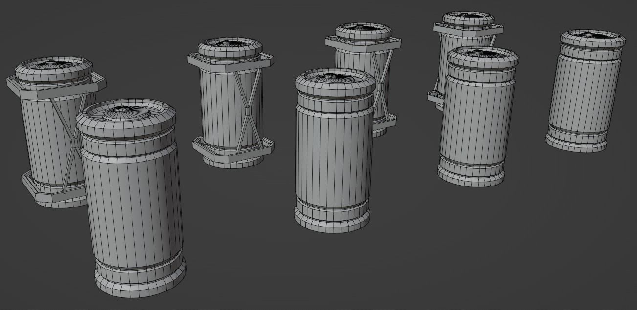 Sci-fi barrel Low-poly 3D model_42
