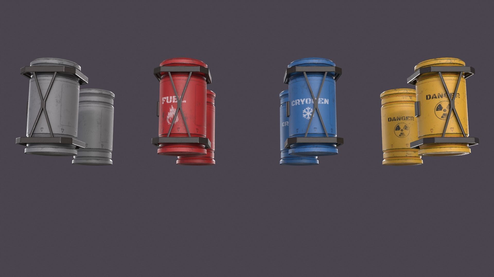 Sci-fi barrel Low-poly 3D model_2