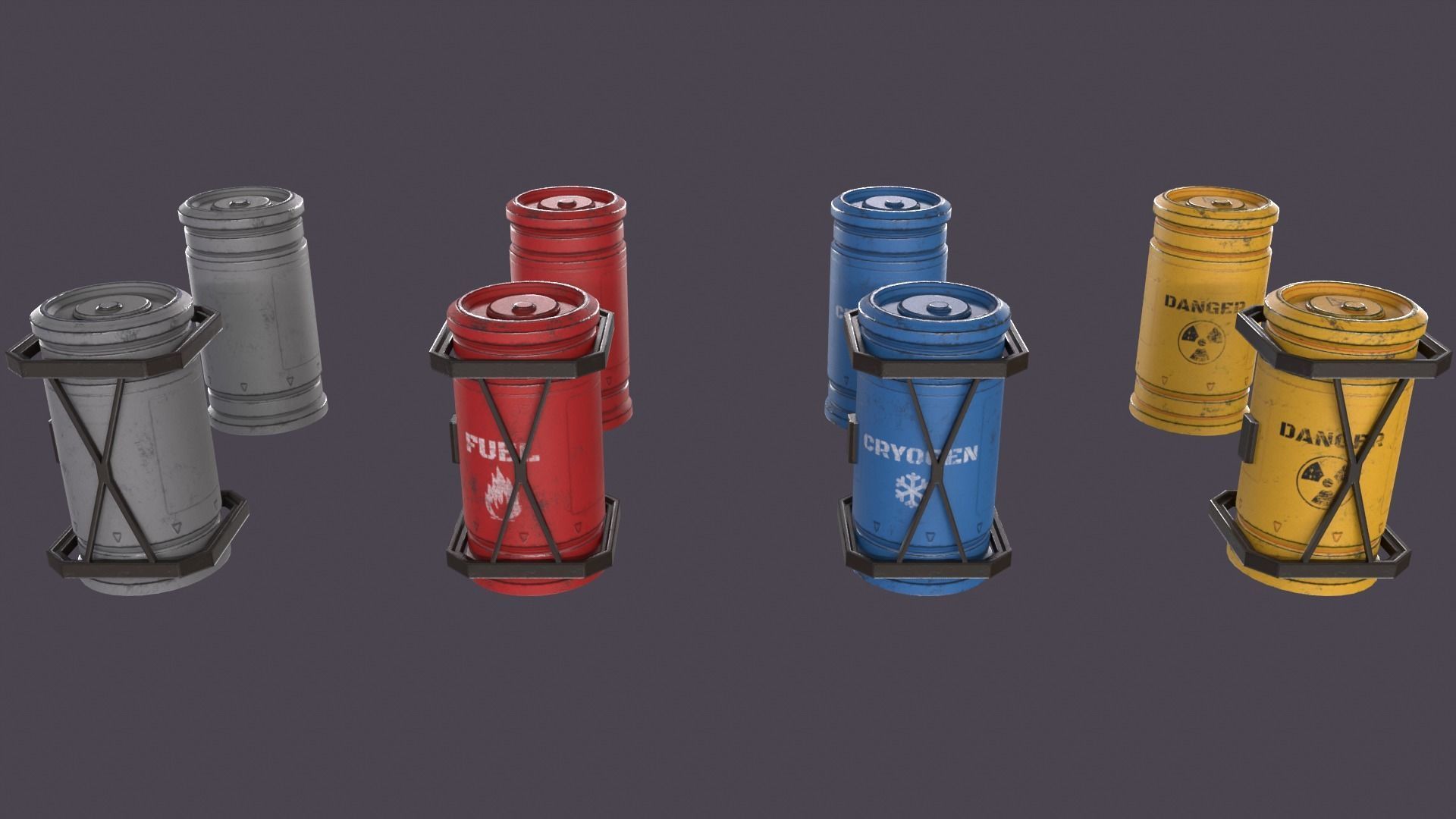 Sci-fi barrel Low-poly 3D model_1
