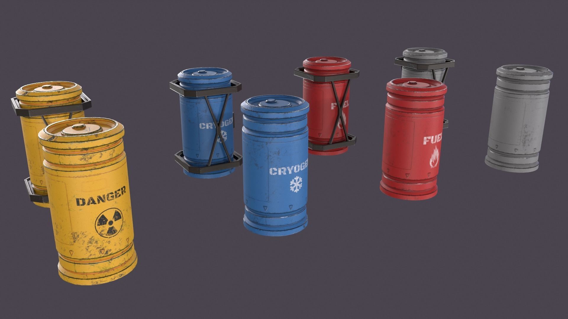 Sci-fi barrel Low-poly 3D model_5