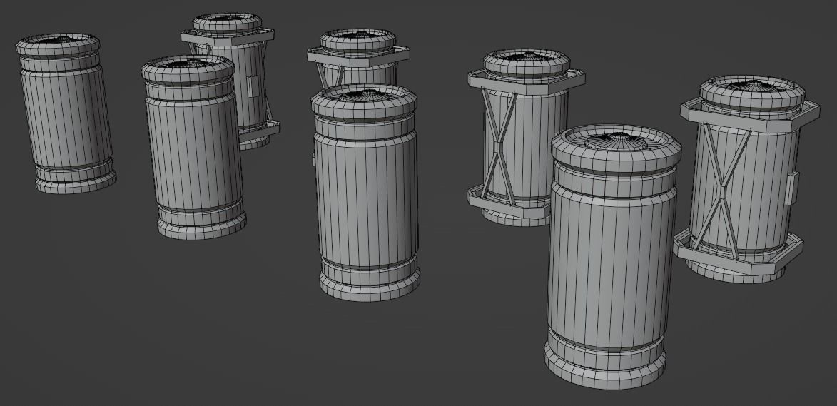 Sci-fi barrel Low-poly 3D model_41