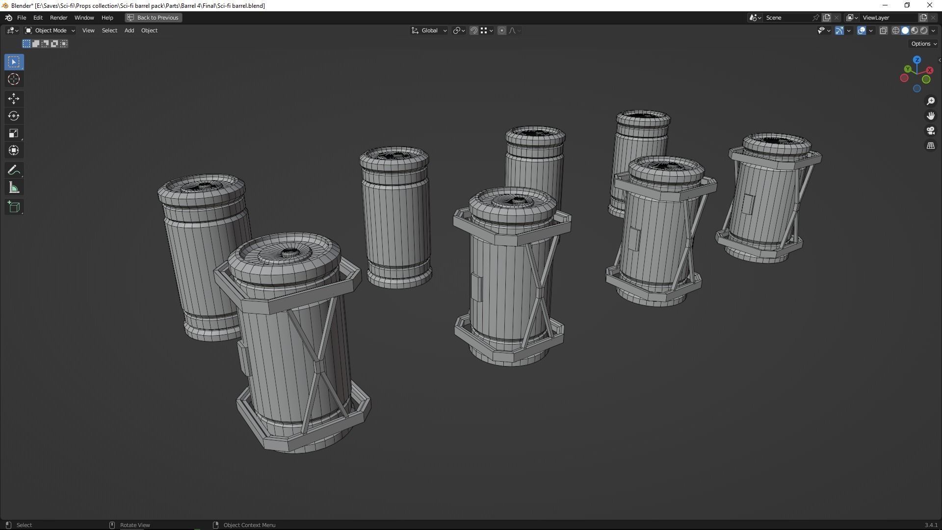 Sci-fi barrel Low-poly 3D model_39