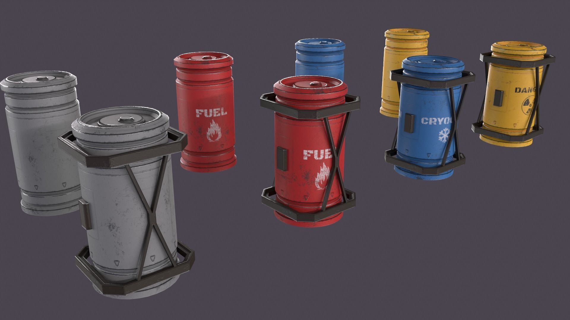 Sci-fi barrel Low-poly 3D model_3