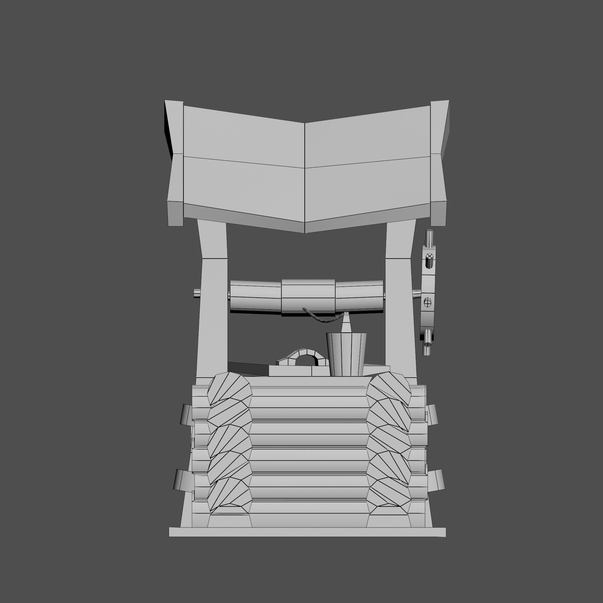Wooden draw-well Low-poly 3D model_15