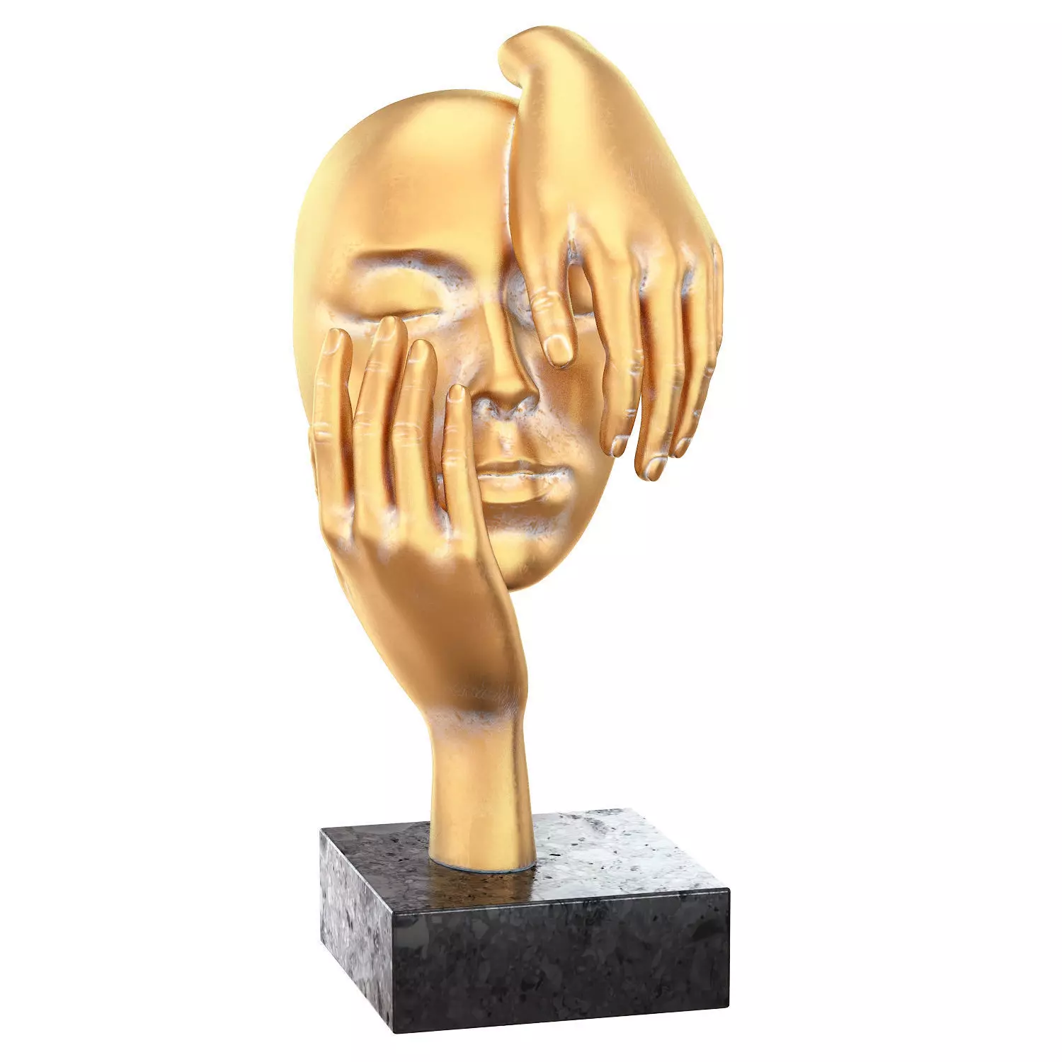 Decorative figurine face with hands 3D print model_0