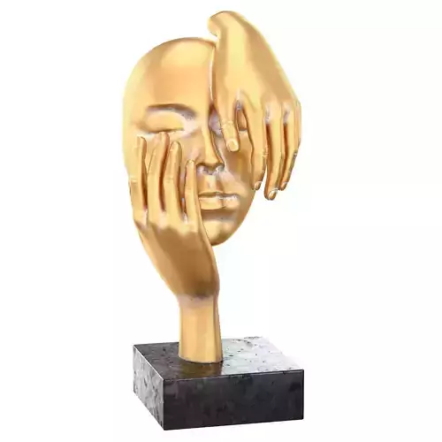 Decorative figurine face with hands