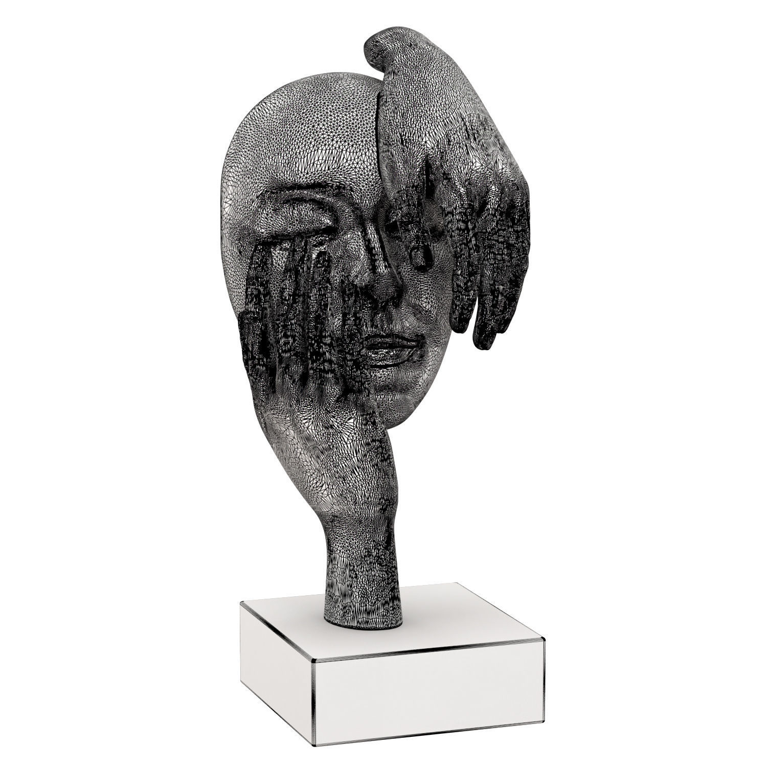 Decorative figurine face with hands 3D print model_5