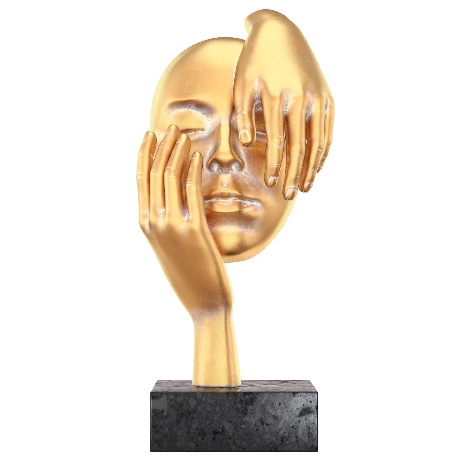 Decorative figurine face with hands 3D print model_2