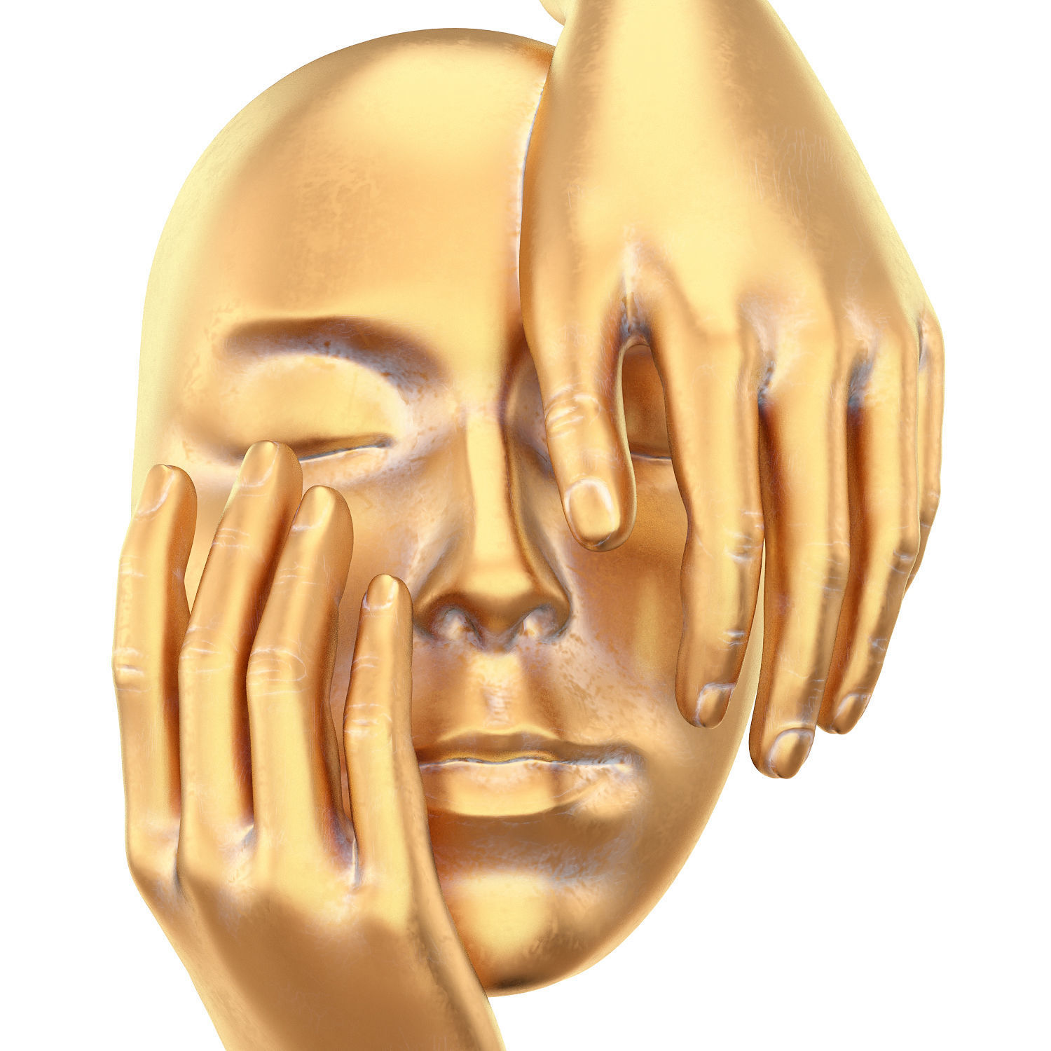 Decorative figurine face with hands 3D print model_4