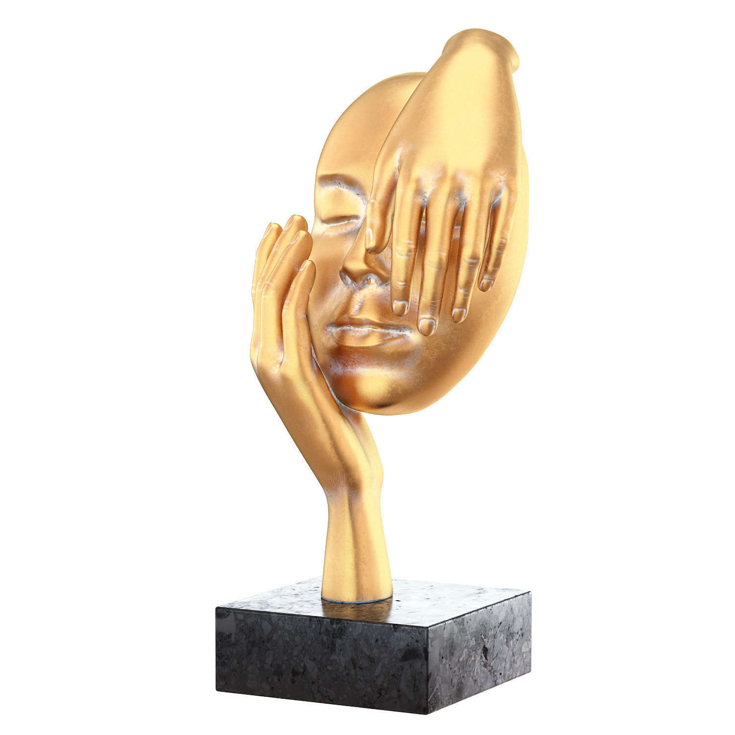 Decorative figurine face with hands 3D print model_1