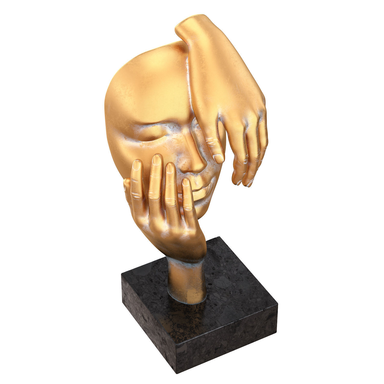 Decorative figurine face with hands 3D print model_3