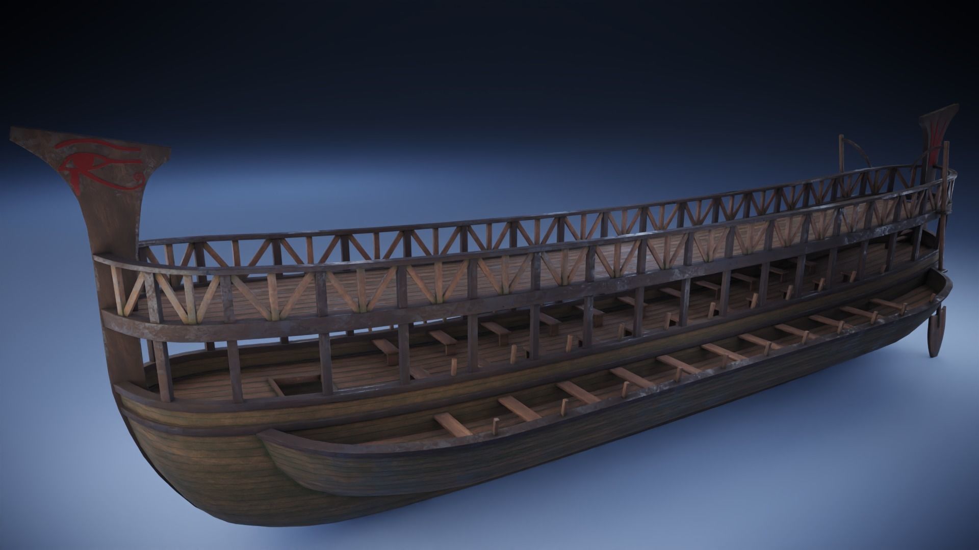 Phoenician Warship Low-poly 3D model_5