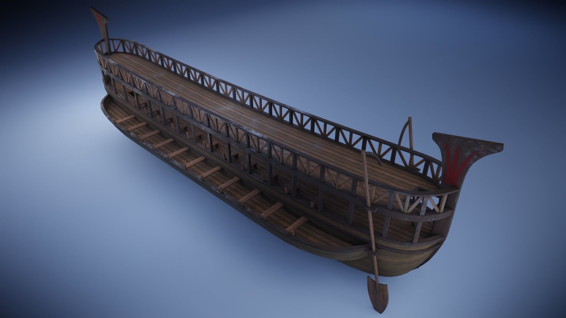 Phoenician Warship Low-poly 3D model_9
