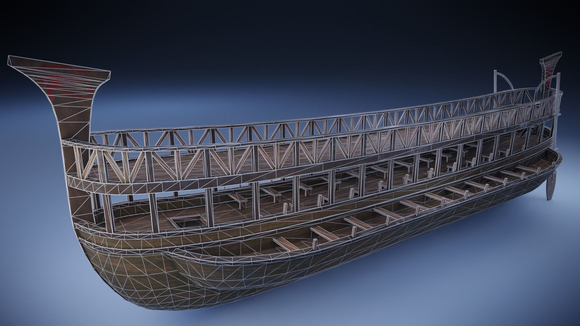 Phoenician Warship Low-poly 3D model_10
