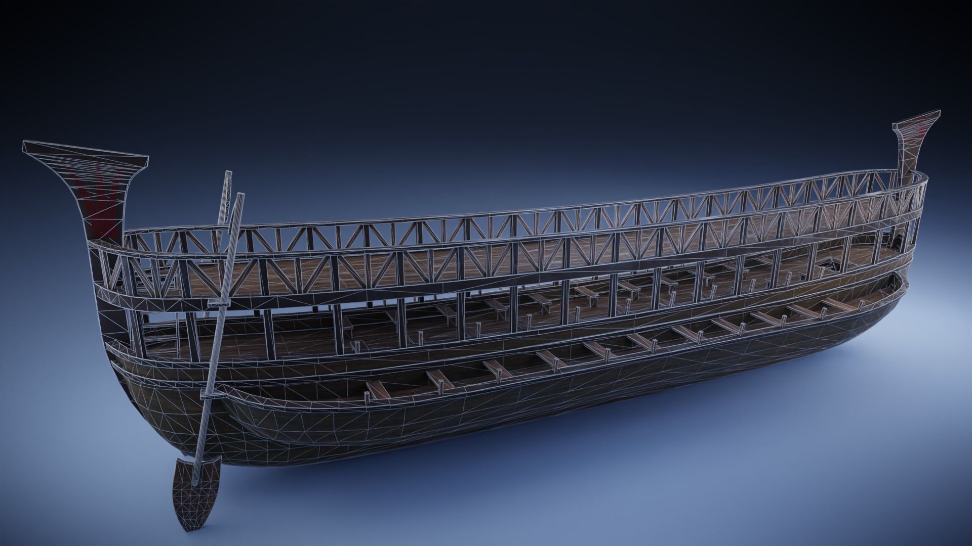 Phoenician Warship Low-poly 3D model_11