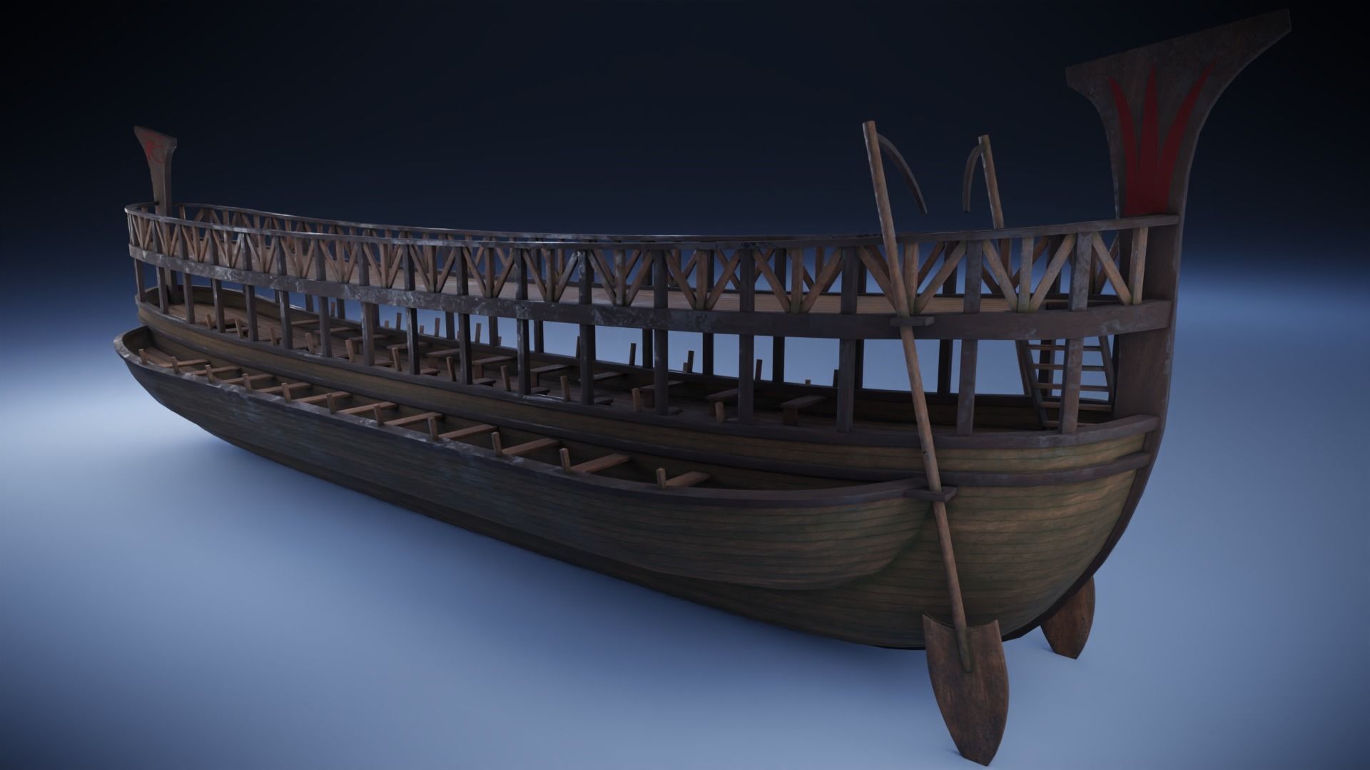 Phoenician Warship Low-poly 3D model_4
