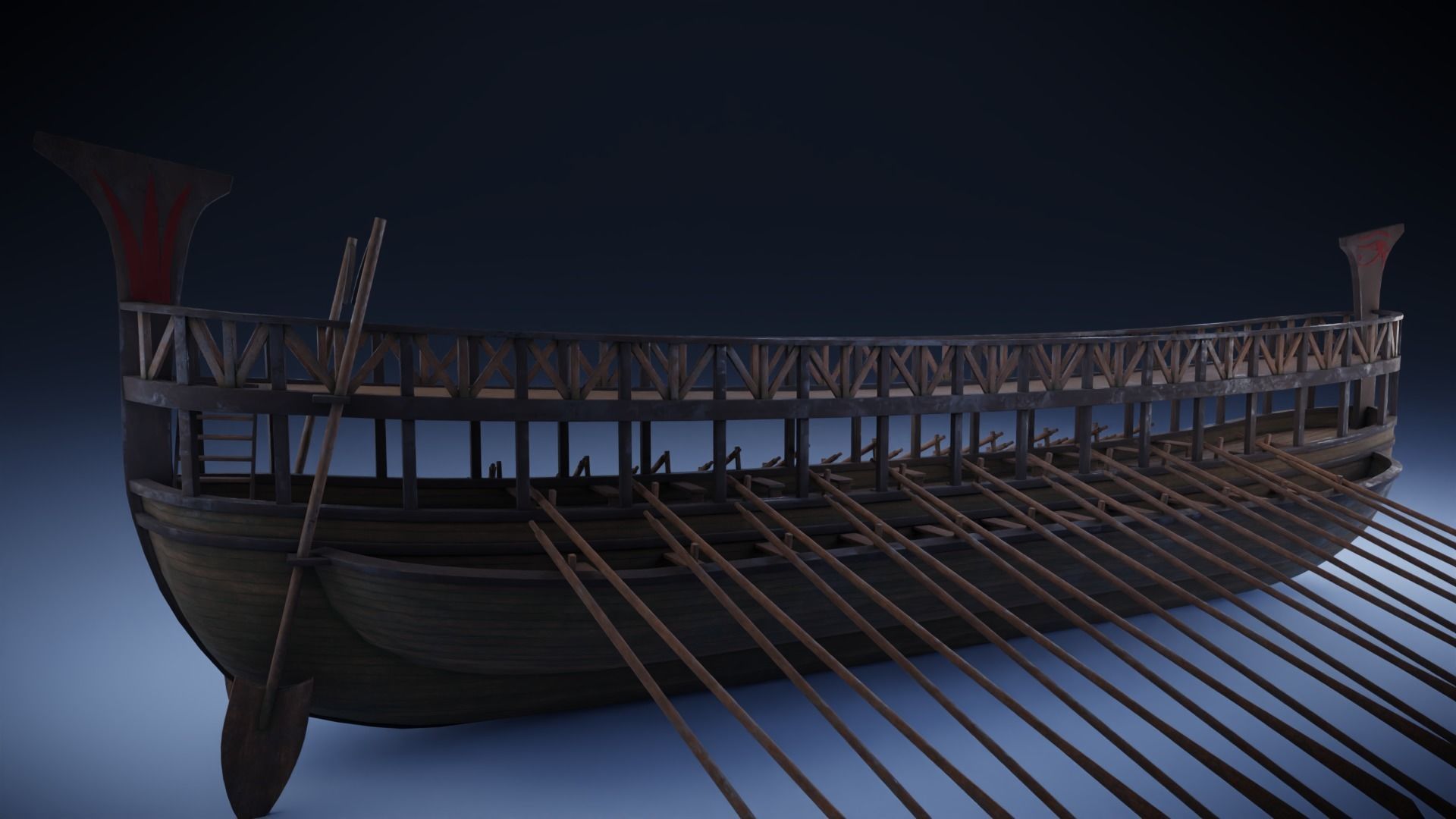 Phoenician Warship Low-poly 3D model_3