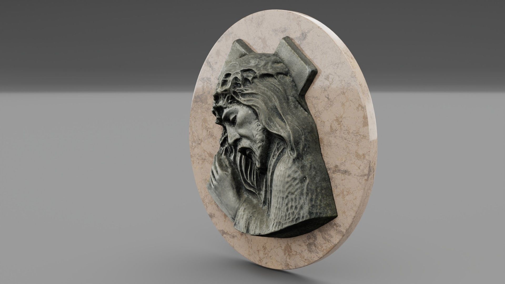 Jesus with a cross bas-relief Low-poly 3D model_24
