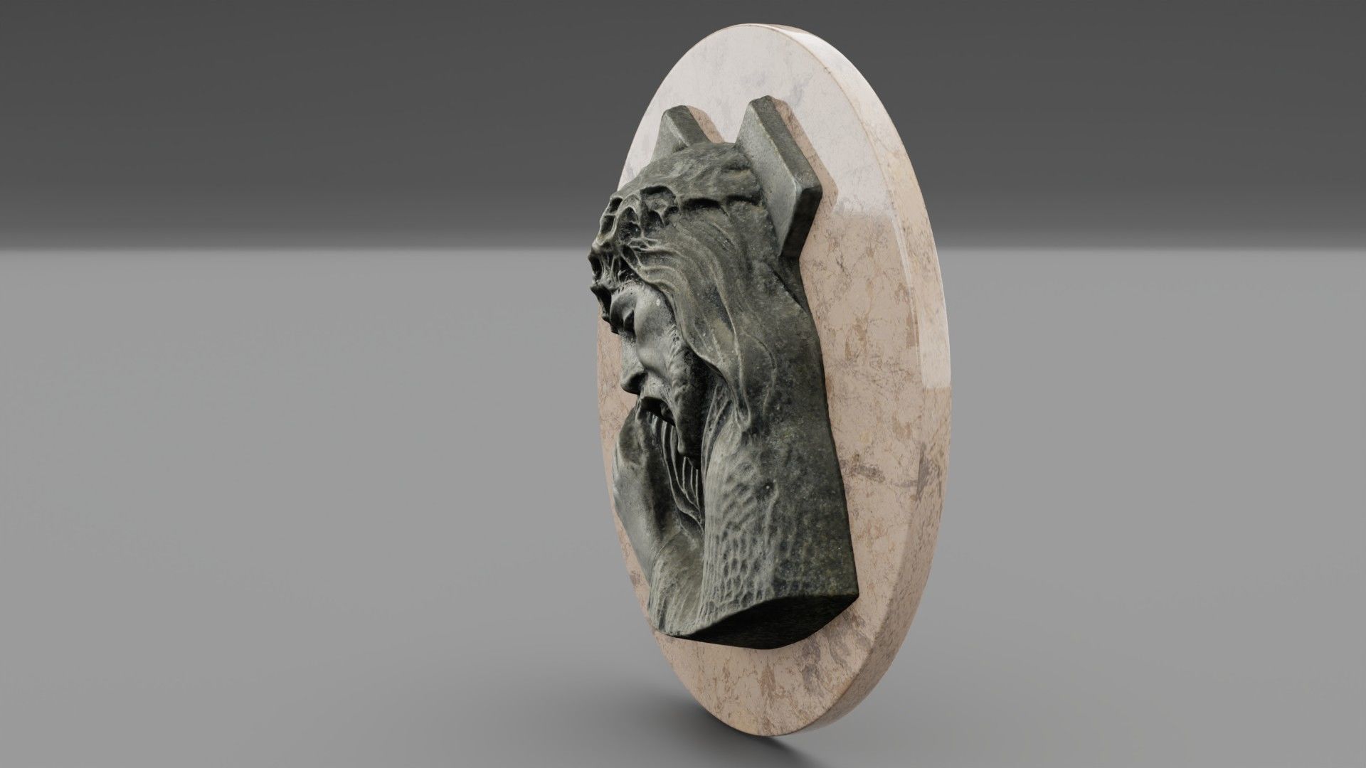 Jesus with a cross bas-relief Low-poly 3D model_23