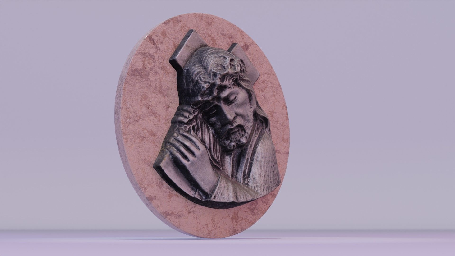 Jesus with a cross bas-relief Low-poly 3D model_19