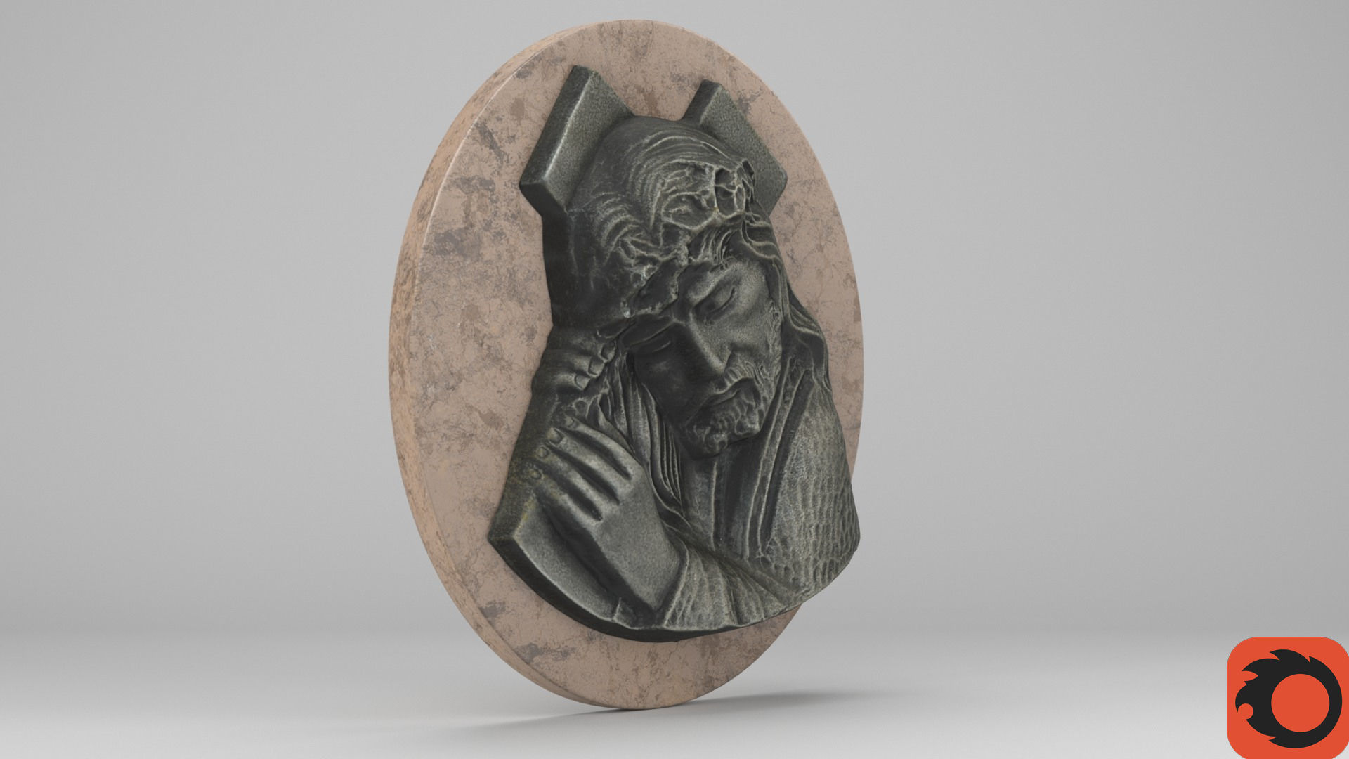 Jesus with a cross bas-relief Low-poly 3D model_31
