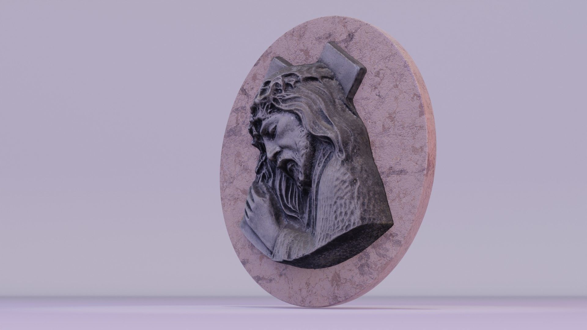 Jesus with a cross bas-relief Low-poly 3D model_14