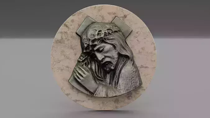 Jesus with a cross bas-relief