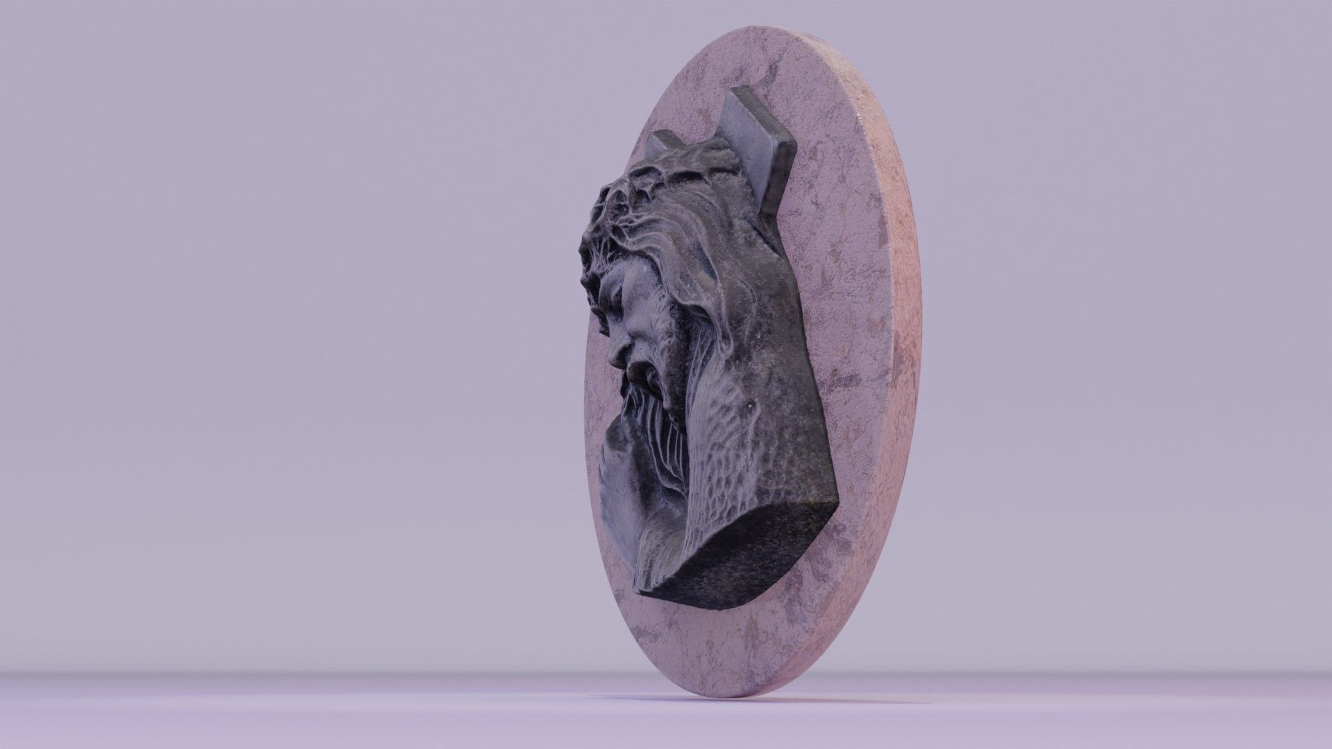 Jesus with a cross bas-relief Low-poly 3D model_13