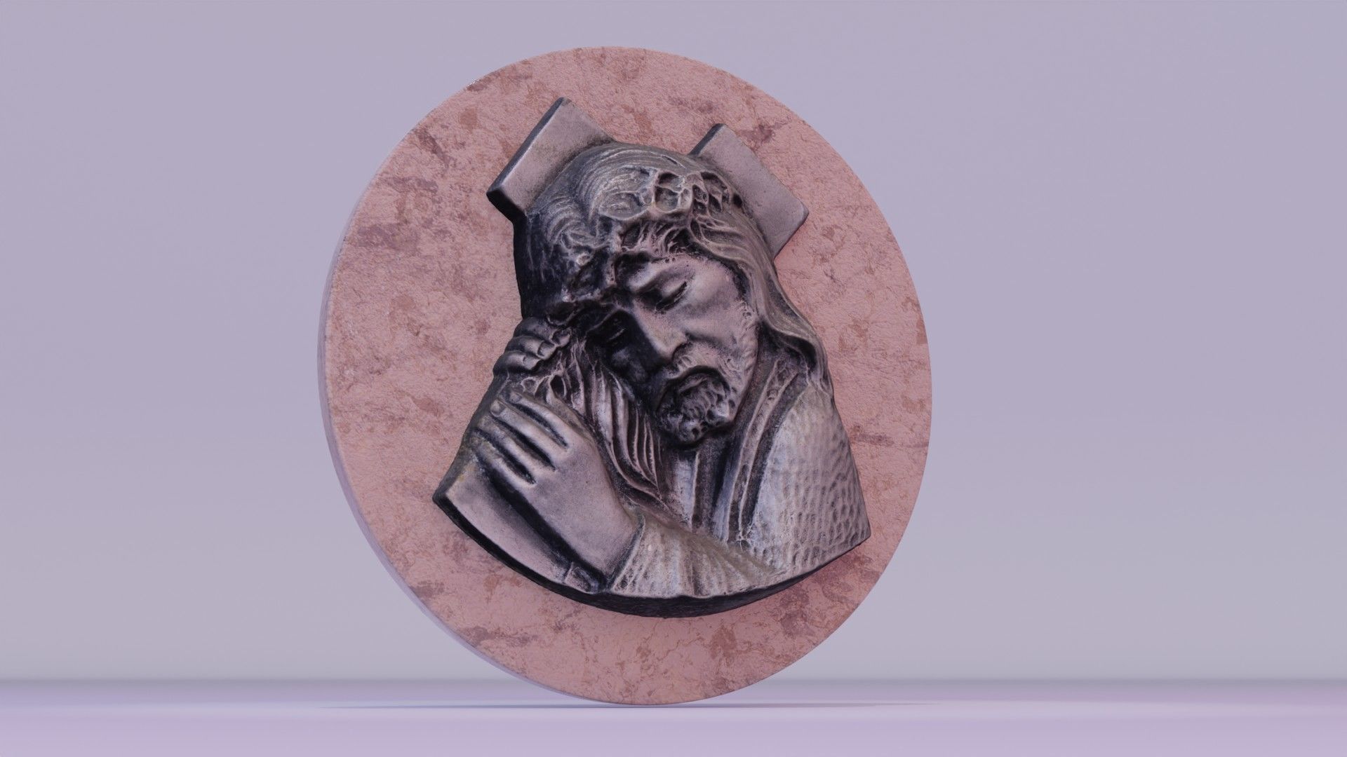 Jesus with a cross bas-relief Low-poly 3D model_18