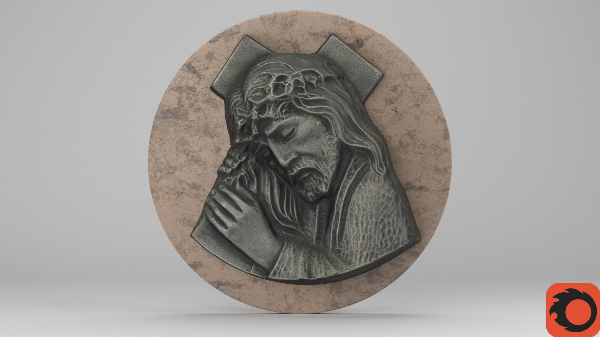 Jesus with a cross bas-relief Low-poly 3D model_33