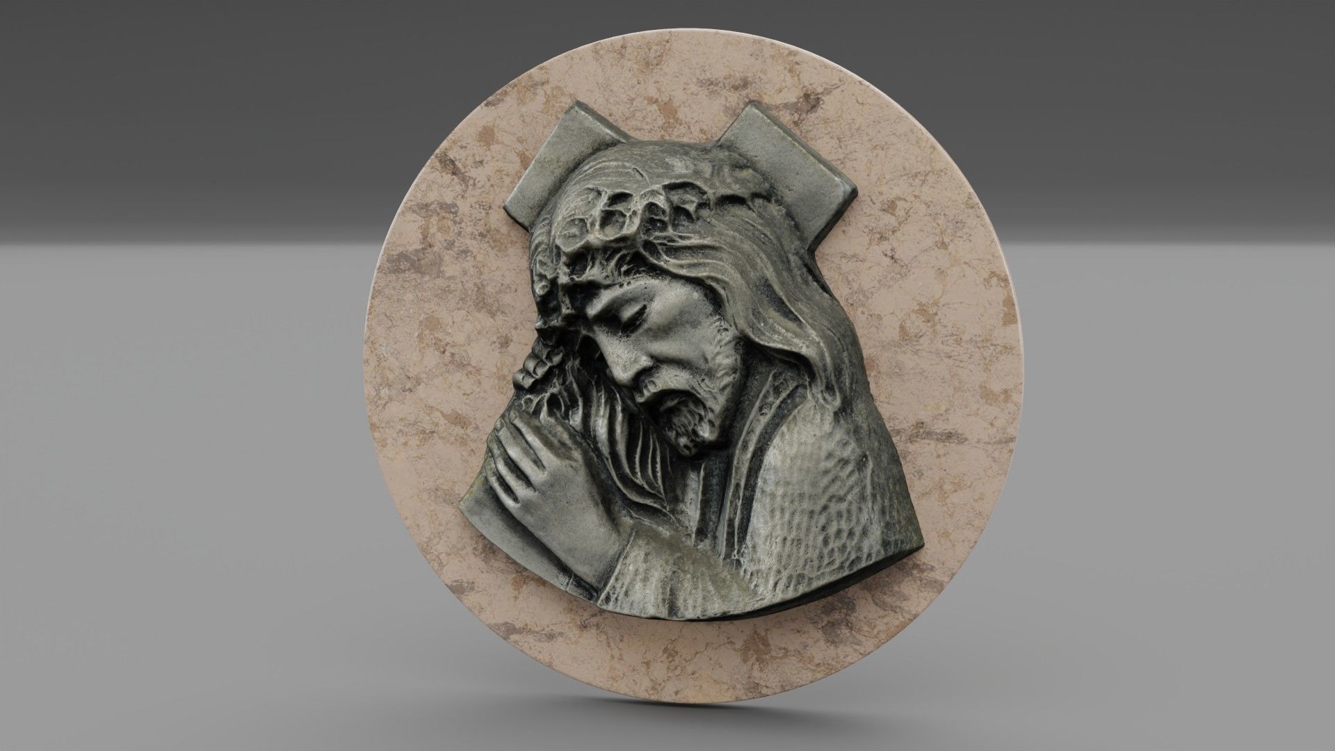 Jesus with a cross bas-relief Low-poly 3D model_26