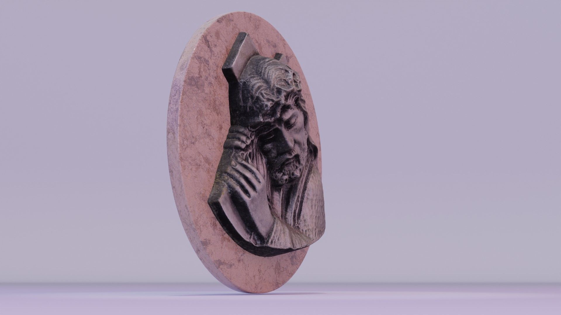Jesus with a cross bas-relief Low-poly 3D model_20